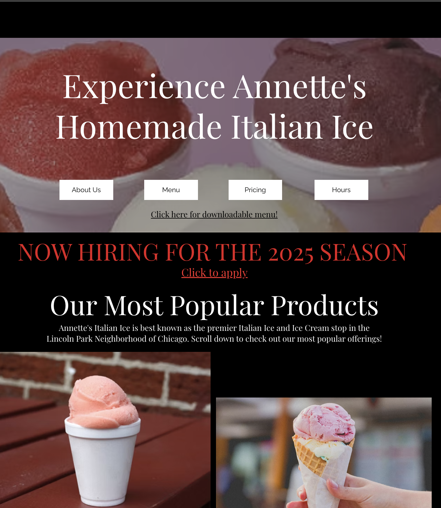 Annette's Italian Ice - Before redesign